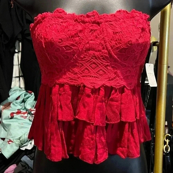 Free People Tops - NWT Free People Adella Corset Cami / Cherry Red